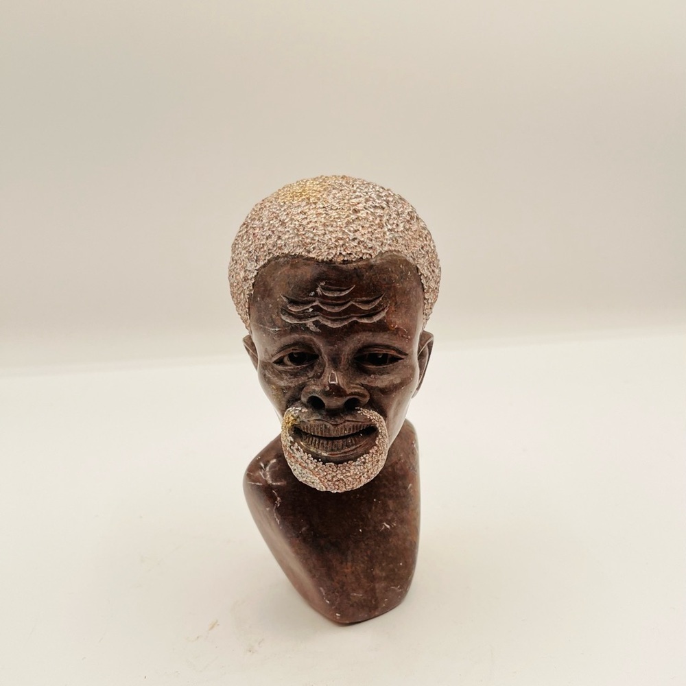 Hand Carved African Shona Stone Sculpture Bust 6 Inch Tall Vintage